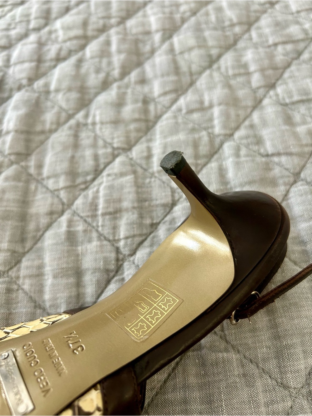 Dolce & Gabbana Snakeskin Pointed-Toe Kitten Heel Slingbacks EU 37.5 - Picture 14 of 16